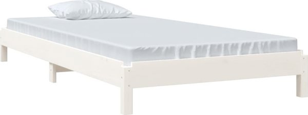 vidaXL Λευκό στοίβαγμα κρεβάτι, 90x190 cm, μασίφ πεύκο