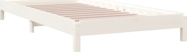 vidaXL Λευκό στοίβαγμα κρεβάτι, 90x190 cm, μασίφ πεύκο