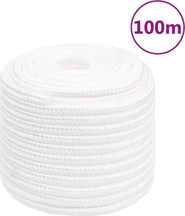 vidaXL Σχοινί ιστιοπλοΐας, λευκό μονόχρωμο, 16 mm, 100 m, πολυπροπυλένιο