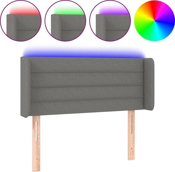 vidaXL Zaglowek do lozka z LED, ciemnoszary, 103x16x78/88 cm, tkanina