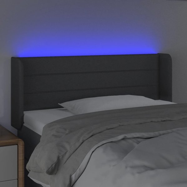 vidaXL Zaglowek do lozka z LED, ciemnoszary, 103x16x78/88 cm, tkanina