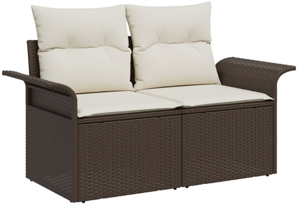 vidaXL Set 9 Kommation Sofon Kipou me Maxilaria Kafe Polyratan
