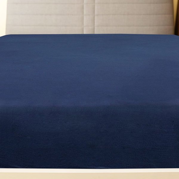 vidaXL Σεντόνια, 2 τεμ., σκούρο μπλε navy, 160x200cm, βαμβακερό ζέρσεϊ