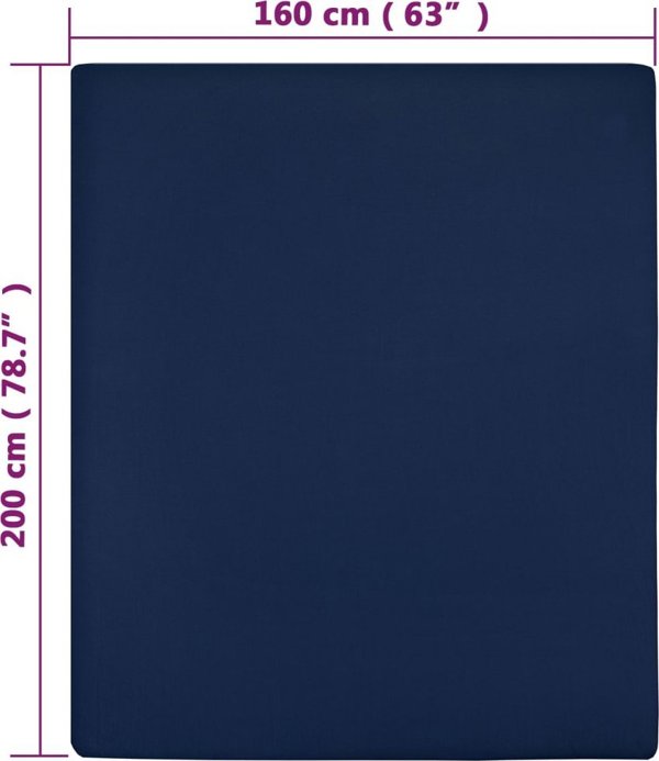 vidaXL Σεντόνια, 2 τεμ., σκούρο μπλε navy, 160x200cm, βαμβακερό ζέρσεϊ