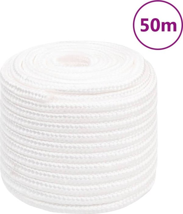 vidaXL Linka ζελάρσκα, λευκή ομοιόμορφη, 18 mm, 50 m, πολυπροπυλένιο
