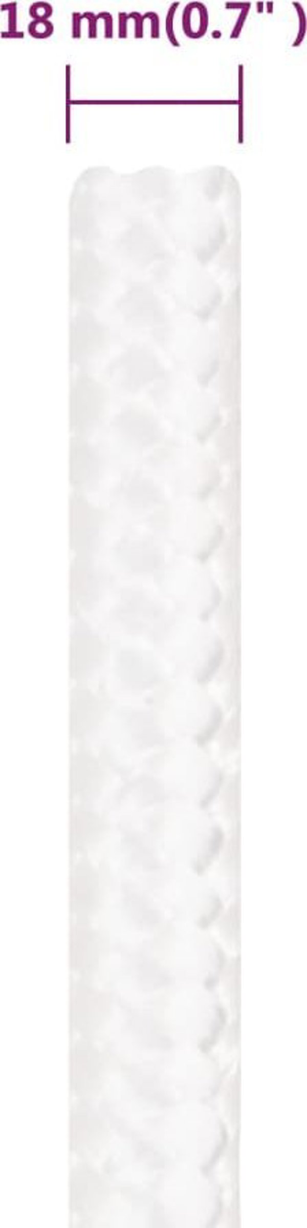 vidaXL Linka ζελάρσκα, λευκή ομοιόμορφη, 18 mm, 50 m, πολυπροπυλένιο