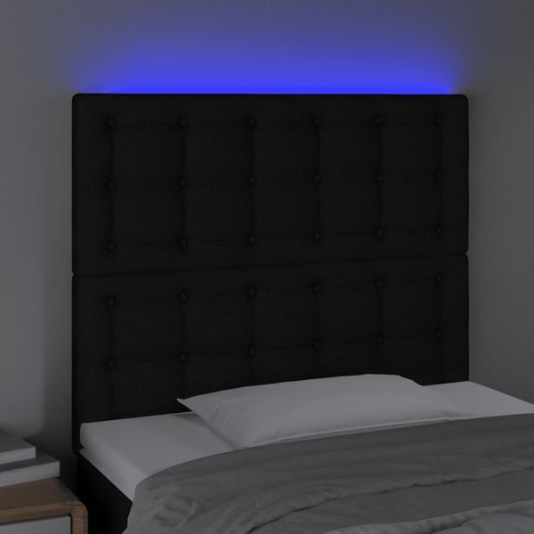 vidaXL Κεφαλάρι κρεβατιού με LED, μαύρο, 90x5x118/128 εκ., ύφασμα