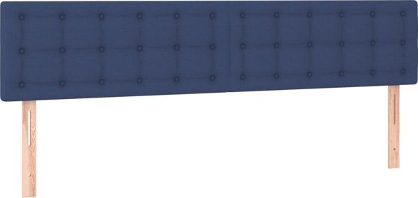 vidaXL Κρεβάτι Κοντινεντάλε με στρώμα, μπλε, ύφασμα 200x200 εκ