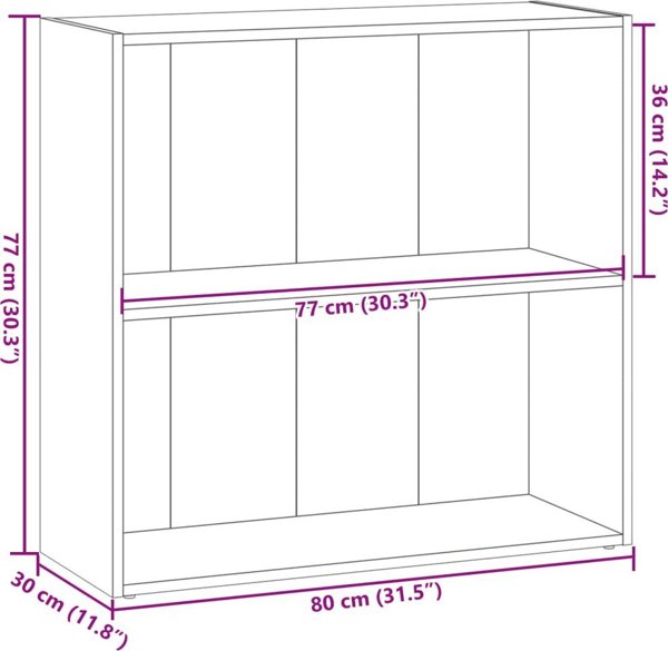 vidaXL Βιβλιοθήκη, γκρι δρυς σονόμα, 80x30x77 εκ.