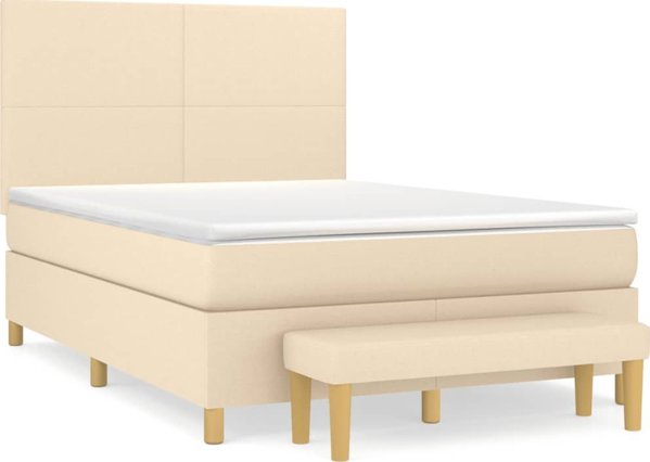 vidaXL Κρεβάτι Continental με Στρώμα Κρεμ 140x200 cm Καμβάς