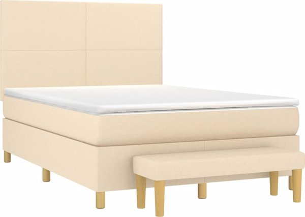 vidaXL Κρεβάτι Continental με Στρώμα Κρεμ 140x200 cm Καμβάς