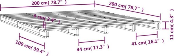 vidaXL Κορμός Κρεβατιού, Λευκός, 200x200 εκ, Μασίφ Πεύκο