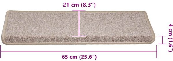 vidaXL Αυτοκόλλητα Πατάκια Σκάλας 30 τμχ, 65x21x4 εκ., Taupe