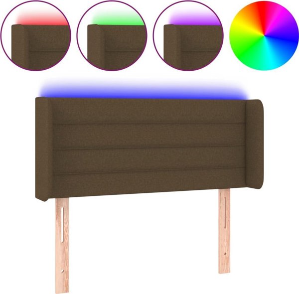 vidaXL Zaglowek do lozka z LED, ciemnobrazowy, 83x16x78/88 cm, tkanina
