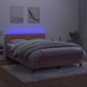 vidaXL Λουτζκο κοντινενταλ με στρωμα και LED, ροζ βελούδο 140x200 εκ.