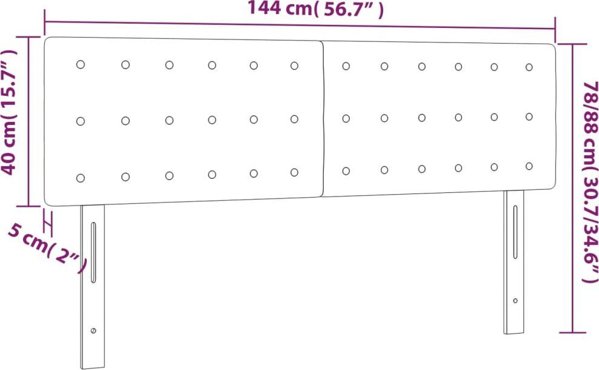 vidaXL Κεφαλάρι κρεβατιού με LED μαύρο 144x5x78/88 εκ. από τεχνητό δέρμα