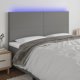 vidaXL Zaglowek do lozka z LED, ciemnoszary, 180x5x118/128 cm, tkanina