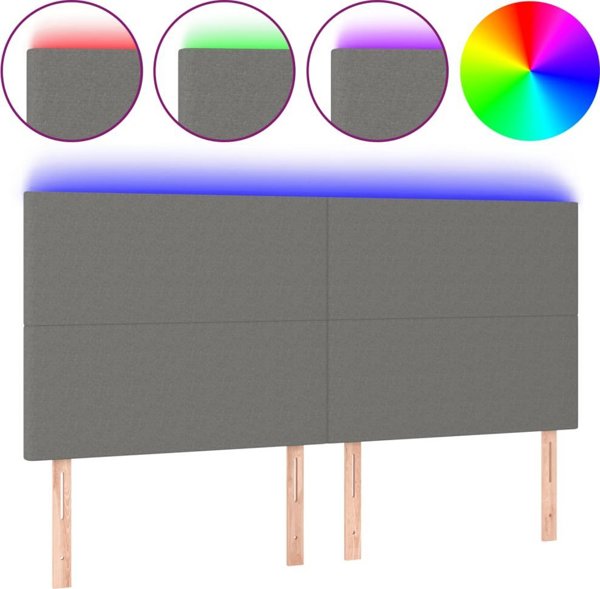 vidaXL Zaglowek do lozka z LED, ciemnoszary, 180x5x118/128 cm, tkanina