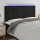 Κεφαλάρι κρεβατιού με LED vidaXL, μαύρο, 200x5x118/128 εκ., βελούδο
