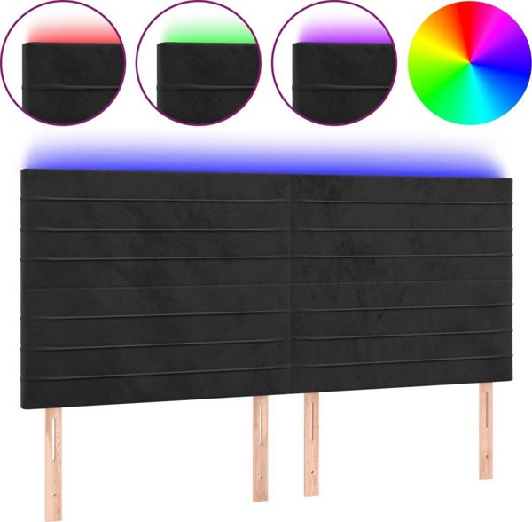 Κεφαλάρι κρεβατιού με LED vidaXL, μαύρο, 200x5x118/128 εκ., βελούδο