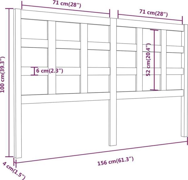 vidaXL Κεφαλάρι κρεβατιού, γκρι, 156x4x100 cm, ανοιχτό ξύλο πεύκου