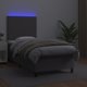 vidaXL Κρεβάτι κοντινένταλ με στρώμα και LED, γκρι οικολογικό δέρμα, 90x190 εκ.