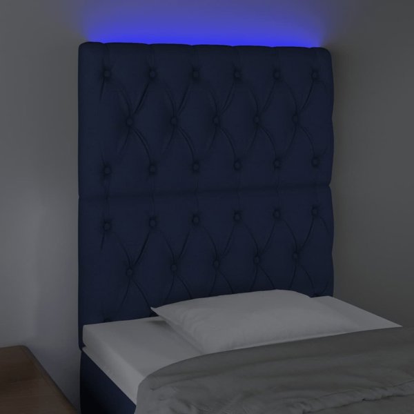 vidaXL Κορμός κεφαλής με LED, μπλε, 80x7x118/128 cm, ύφασμα