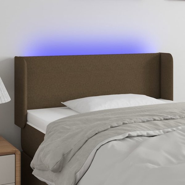vidaXL Κεφαλάρι κρεβατιού με LED, σκούρο καφέ, 83x16x78/88 cm, ύφασμα