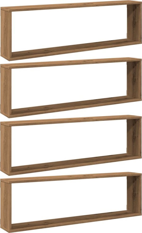 vidaXL Σετ 4 τοίχοι ράφια κύβοι, χρώμα δρυς artisan, 100x15x30 εκ.