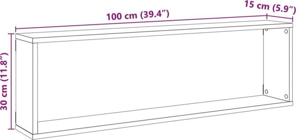 vidaXL Σετ 4 τοίχοι ράφια κύβοι, χρώμα δρυς artisan, 100x15x30 εκ.