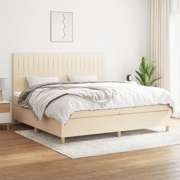 vidaXL Lokto kontynentalne z materacem kremowe 200x200 cm tkanina