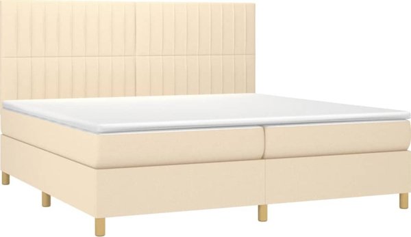 vidaXL Lokto kontynentalne z materacem kremowe 200x200 cm tkanina