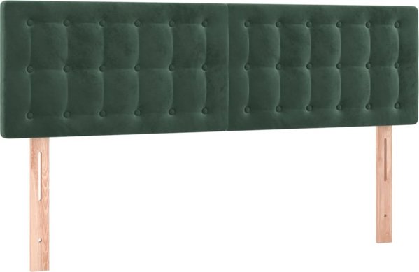 vidaXL κεφαλάρι κρεβατιού με LED, σκούρο πράσινο, 144x5x78/88 εκ, βελούδο