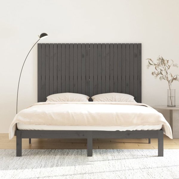 vidaXL Κεφαλάρι Κρεβατιού, Γκρι, 166x3x110 cm, Μασίφ Πεύκο