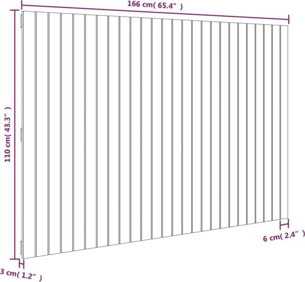 vidaXL Κεφαλάρι Κρεβατιού, Γκρι, 166x3x110 cm, Μασίφ Πεύκο