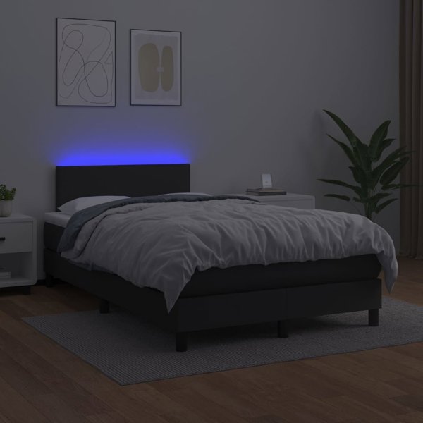 vidaXL Κρεβάτι κοντινένταλ με στρώμα και LED, μαύρο οικοδερμα, 120x200 cm