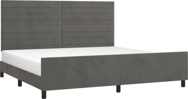 vidaXL Rama κρεβατιού με κεφαλάρι, σκουρογρι, 200x200 εκ., βελούδινη