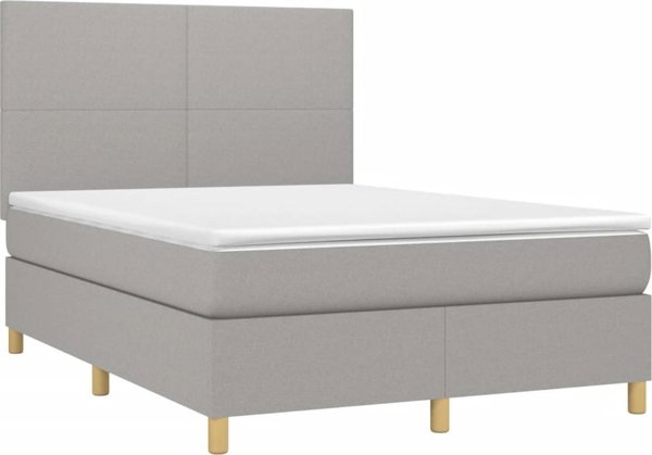 vidaXL Κρεβάτι Continental με στρώμα, ανοιχτό γκρι, 140x200 εκ, ύφασμα