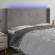 vidaXL Κεφαλάρι Κρεβατιού με LED, Ανοιχτό Γκρι, 203x16x118/128 εκ, Βελούδο