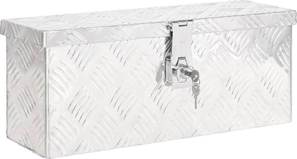 vidaXL Skrzynka do przechowywania, srebrna, 50x20,5x15 cm, aluminium