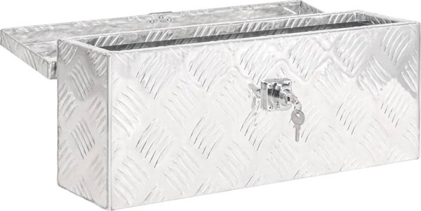vidaXL Skrzynka do przechowywania, srebrna, 50x20,5x15 cm, aluminium