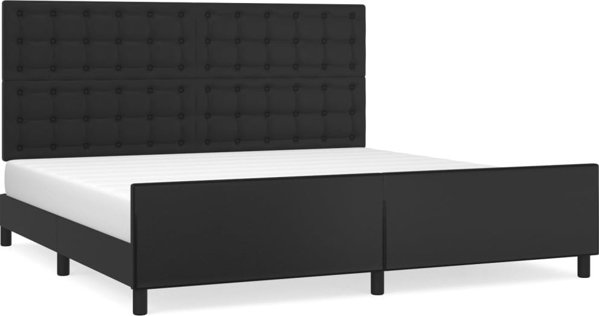 vidaXL Rama κρεβατιού με κεφαλάρι, μαύρο, 200x200 εκ., τεχνητό δέρμα