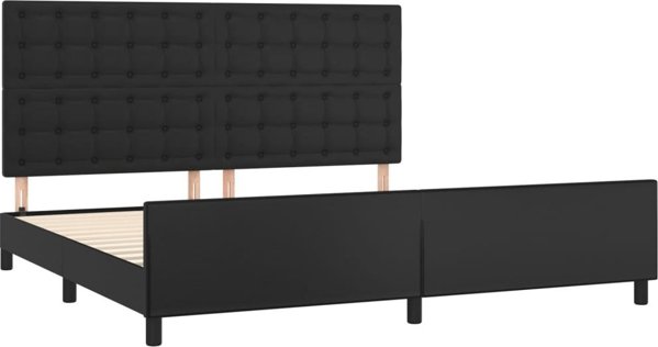 vidaXL Rama κρεβατιού με κεφαλάρι, μαύρο, 200x200 εκ., τεχνητό δέρμα