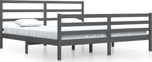 vidaXL Ράμα κρεβατιού, γκρι, μασίφ πεύκο, 200 x 200 cm