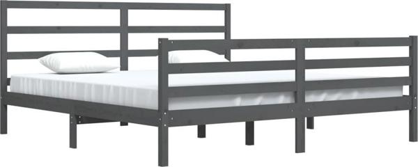 vidaXL Ράμα κρεβατιού, γκρι, μασίφ πεύκο, 200 x 200 cm