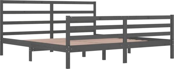 vidaXL Ράμα κρεβατιού, γκρι, μασίφ πεύκο, 200 x 200 cm
