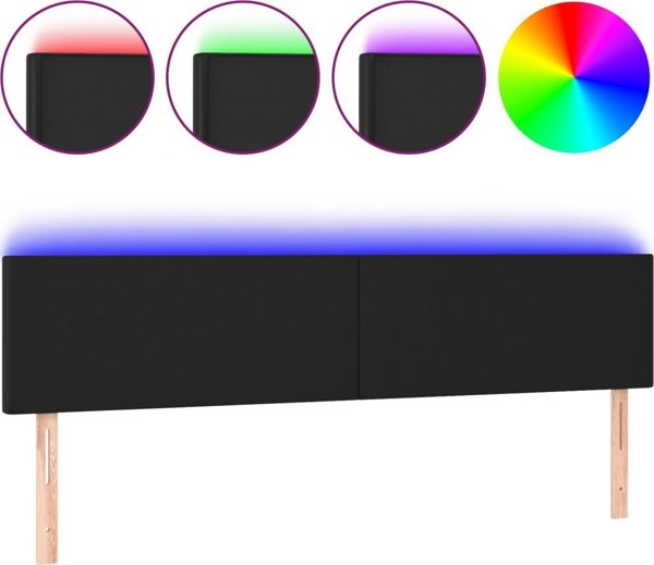 vidaXL Κεφαλάρι κρεβατιού με LED, μαύρο, 200x5x78/88 cm, τεχνητό δέρμα