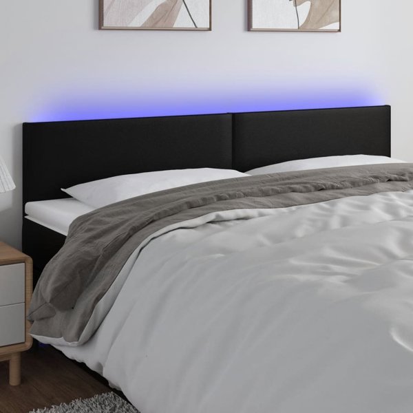 vidaXL Κεφαλάρι κρεβατιού με LED, μαύρο, 200x5x78/88 cm, τεχνητό δέρμα
