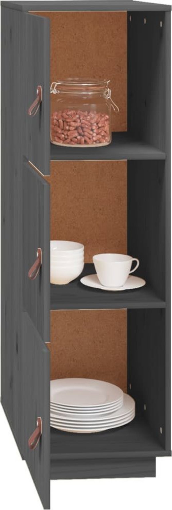 vidaXL Szafka, szara, 34x40x108,5 cm, lite drewno sosnowe