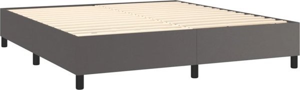 vidaXL Κρεβάτι continental με στρώμα, γκρι, δερματίνη, 160x200 εκ.